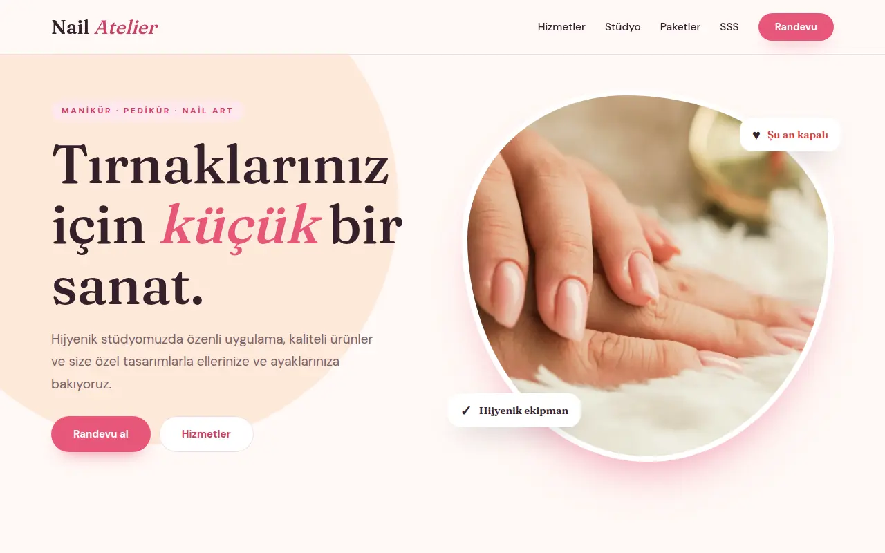 Tırnak & Manikür Stüdyosu Web Sitesi — Nail Atelier